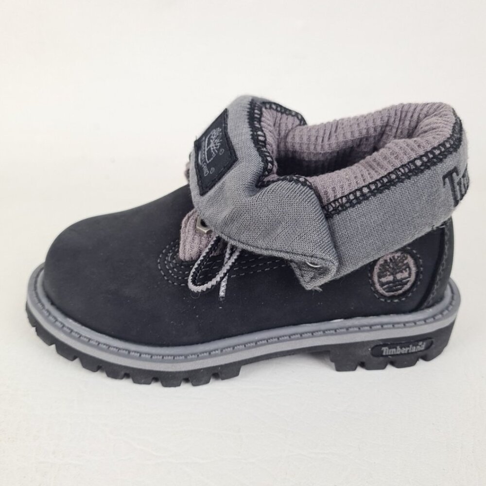 Timberland Roll Top Thermal TODDLER Boots Waterproof Black Leather